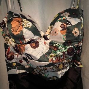 Rubber Ducky Productions, Inc. Floral Midi Dress - Black and Green